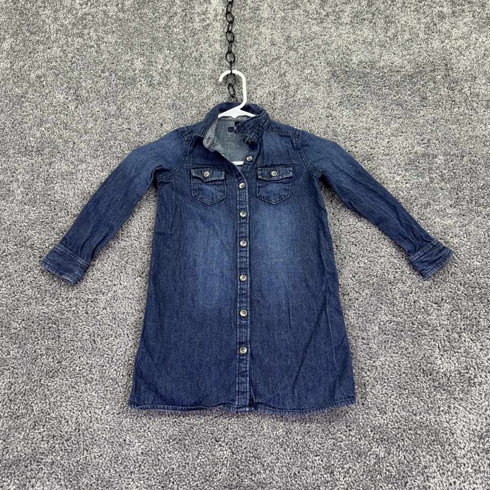 GapKids Shirt Dress Girls XS Blue Denim Long Sleeve Button Front Pockets Fall